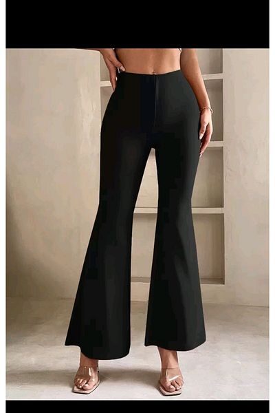 sayina Women's Black Spanish Leg Lycra Stretchy High Waist No Show Crepe Shaping Leggings Pants
