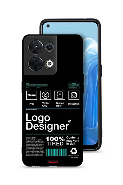 Tolwak غطاء حماية لهاتف Oppo Reno8 5G - ملصق مصمم بشعار