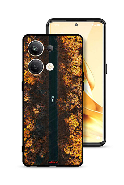 Tolwak غطاء حماية لهاتف Oppo Reno9 Pro Plus 5G بتصميم طريق في أشجار الخريف
