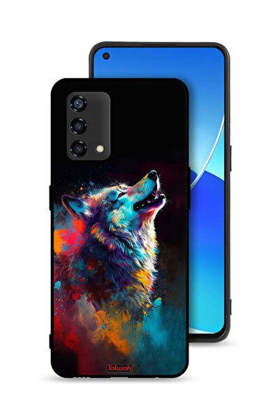 Tolwak غطاء حماية لهاتف Oppo Reno6 Lite - فن الذئب الملون