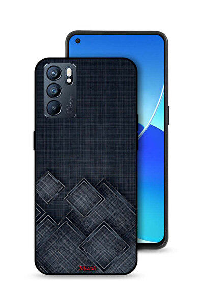 Tolwak Oppo Reno6 5G Protective Case Cover Squares Pattern On Cloth