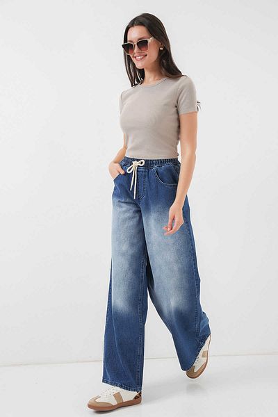 GABRİA Gabria Waist Elastic Wide Leg Jeans