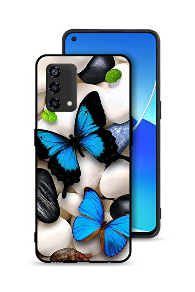 Tolwak غطاء حماية لهاتف Oppo Reno6 Lite بنقشة فراشات على الحجارة