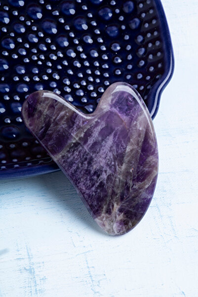 DENİZ Sertifikalı Doğal Ametist Gua Sha Taşı