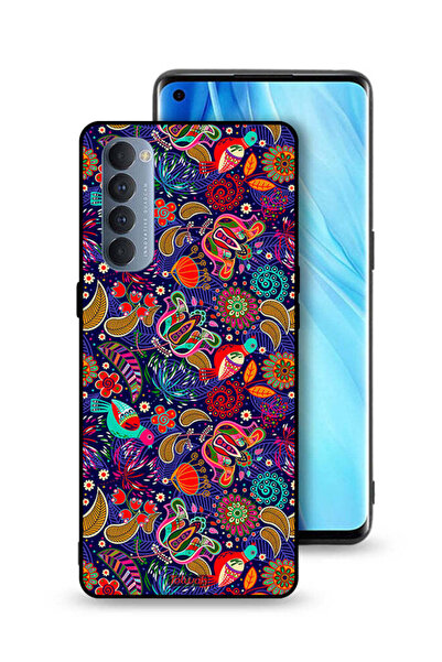 Tolwak غطاء حماية لهاتف Oppo Reno4 Pro 4G بنقشة طيور وأوراق زهور ملونة