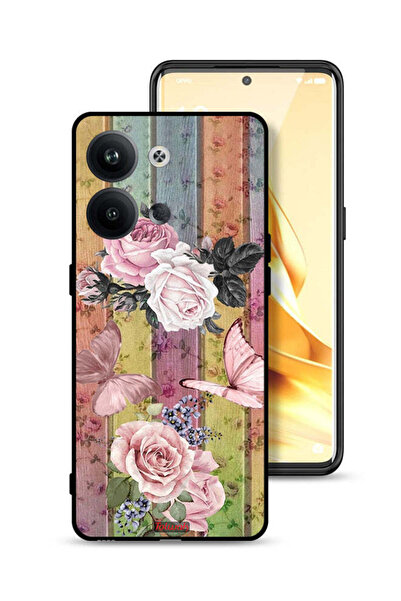 Tolwak غطاء حماية لهاتف Oppo Reno9 5G بنقشة فراشات الخوخ والورود