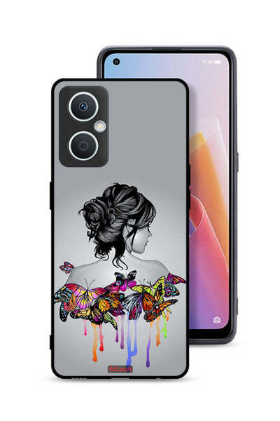 Tolwak جراب حماية لهاتف Oppo A96 5G (الصين) برسومات فراشات وفتاة فنية تجريدية