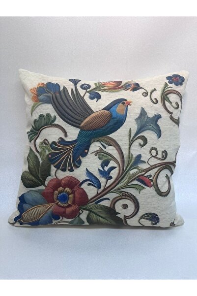 ceyizimdekor قطعتان من أغطية الوسائد المزخرفة بنمط الزهور والطيور الملونة