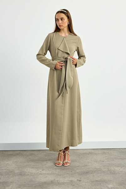 Birgül Bektaş Φόρεμα με λεπτομέρεια με χακί γιακά
