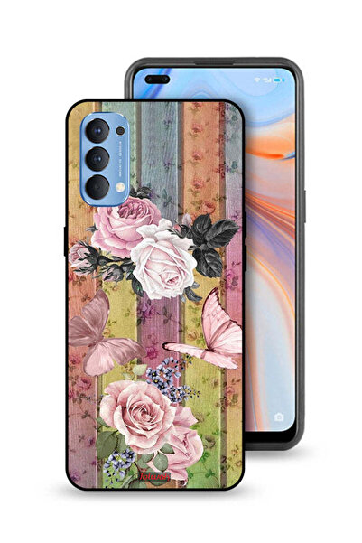 Tolwak غطاء حماية لهاتف Oppo Reno4 4G بنقشة فراشات الخوخ والورود