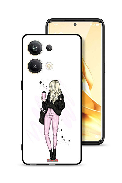 Tolwak غطاء حماية لهاتف Oppo Reno9 Pro Plus 5G، رسم فتاة تحمل كوب قهوة