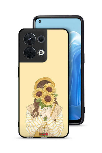 Tolwak غطاء حماية لهاتف Oppo Reno8 5G بغطاء وجه مزين برسومات عباد الشمس