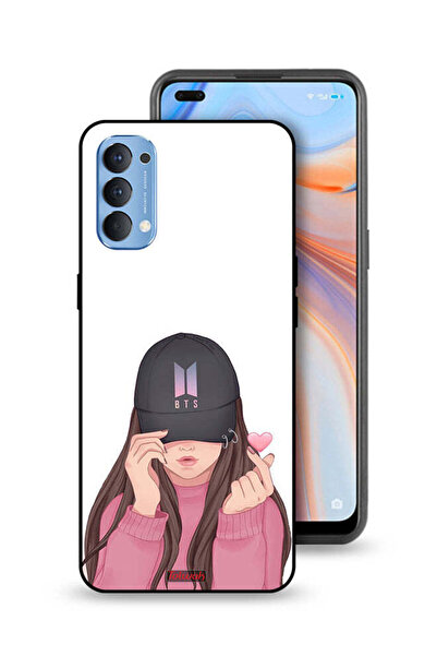 Tolwak Oppo Reno4 4G Protective Case Cover Girl Making Snap