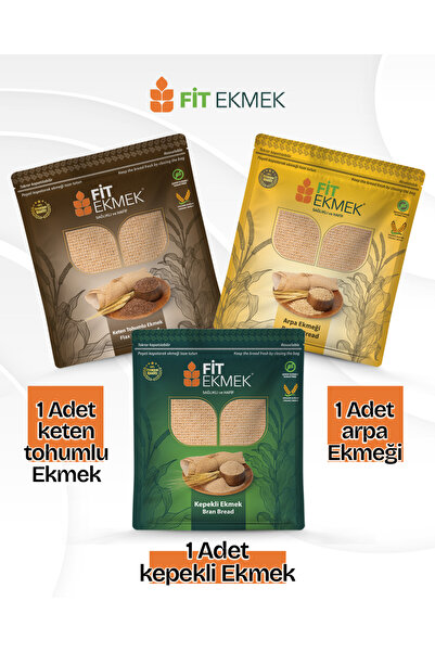 fit 1 Adet Keten Ekmeği 300GR ve 1 Adet Arpa Ekmeği 300GR 1 Adet Kepekli Ekmeği 300GR