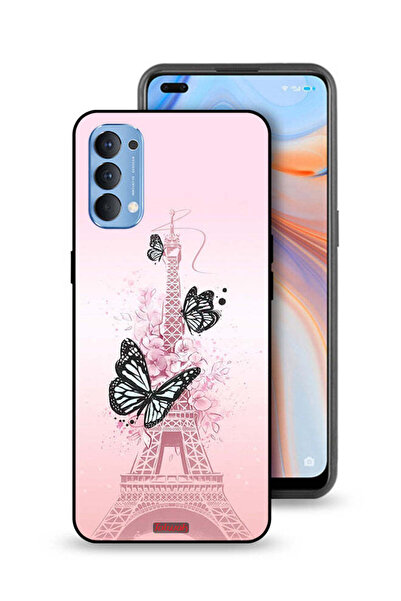 Tolwak غطاء حماية لهاتف Oppo Reno4 4G بتصميم فراشات على برج إيفل