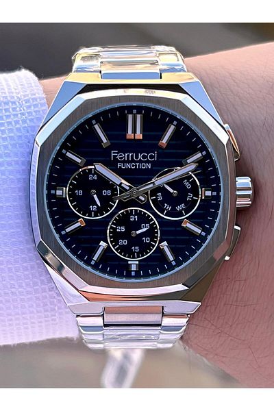 Ferrucci Inner Functions Active Calendar and Day 30m Water Resistant Steel Cord Men's Wrist Watch Vs.Bl