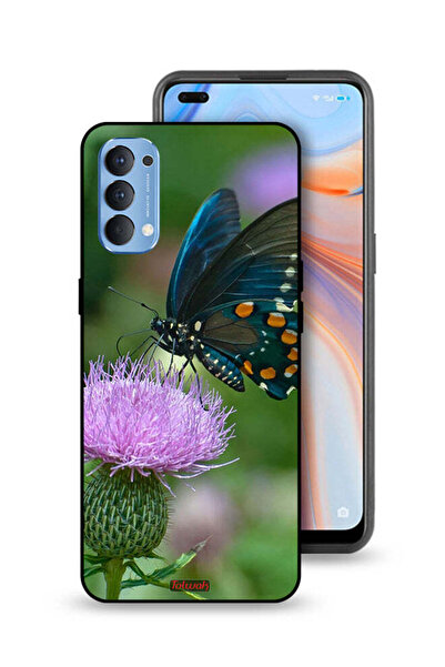 Tolwak غطاء حماية لهاتف Oppo Reno4 4G بتصميم فراشة على زهرة