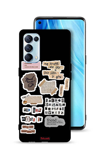 Tolwak غطاء حماية لهاتف Oppo Reno5 Pro 5G بملصقات اقتباسات الحظ السعيد