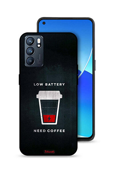 Tolwak جراب حماية Oppo Reno6 5G - بطارية منخفضة - يحتاج إلى قهوة