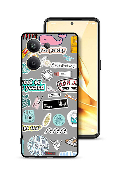 Tolwak غطاء حماية لهاتف Oppo Reno9 Pro Plus 5G بملصقات Good Vibes