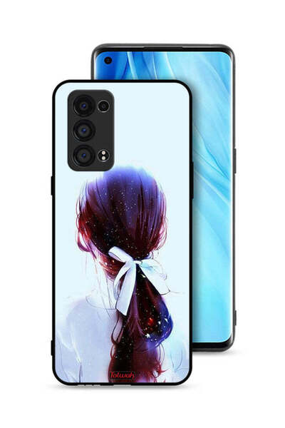 Tolwak غطاء حماية Oppo Reno6 Pro Plus 5G بتصميم ربطة شعر مع رباط شعر وفن فتاة