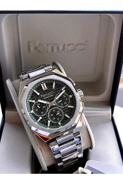 Ferrucci Inner Functions Active Calendar and Day 30m Water Resistant Steel Cord Men's Wrist Watch Vs.Bl