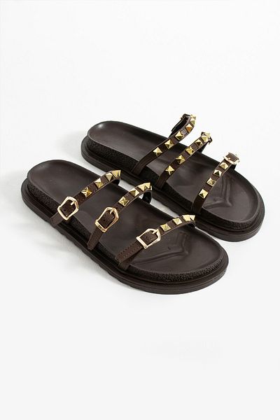 DUXAL SHOES Valora Gold Detailed Brown Stylish Women's Slippers