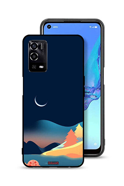 Tolwak Oppo A55 4G Protective Case Cover Moon Abstract Drawing Art