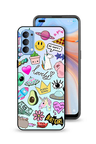 Tolwak غطاء حماية لهاتف Oppo Reno4 4G بملصقات جميلة