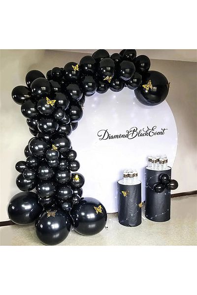 Baloane Vesele Black Balloon Arch With Butterflies For Events 104 Pieces ARC155