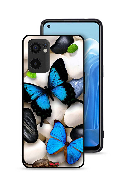 Tolwak Oppo Reno7 SE 5G Protective Case Cover Butterflies On Stones