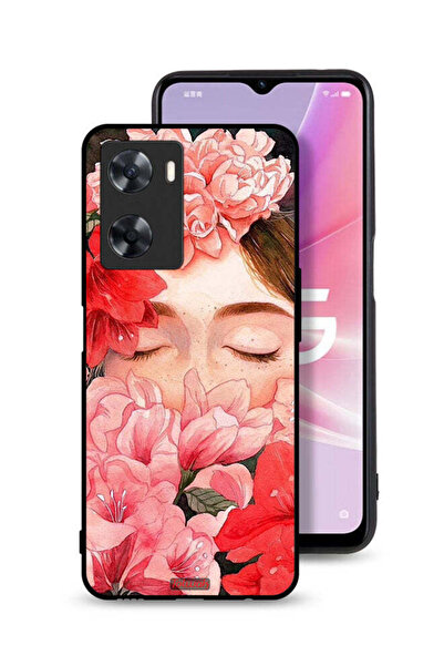 Tolwak غطاء حماية لهاتف Oppo A77s برسومات زهور ووجه فتاة مخفي