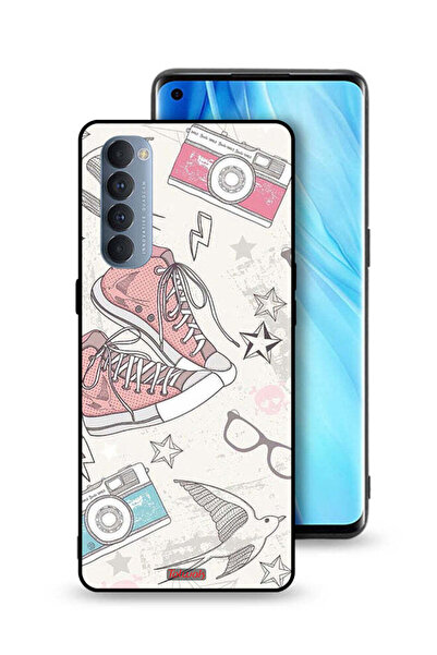 Tolwak غطاء حماية لهاتف Oppo Reno4 Pro 4G بتصميم حذاء من القماش وفن الكاميرا