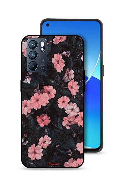 Tolwak غطاء حماية لهاتف Oppo Reno6 5G - لون الخوخ والورود الصغيرة