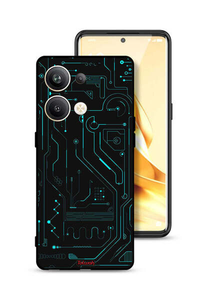 Tolwak غطاء حماية لهاتف Oppo Reno9 Pro Plus 5G دوائر فنية رقمية بسيطة شاشات م...