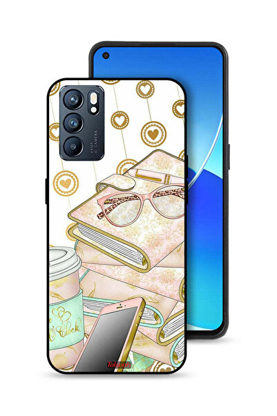 Tolwak غطاء حماية لهاتف Oppo Reno6 5G بتصميم نظارات على الكتب
