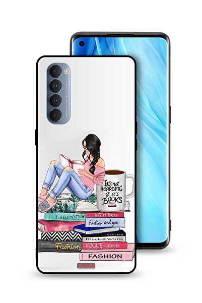 Tolwak غطاء حماية لهاتف Oppo Reno4 Pro 4G بتصميم فتاة وكتب أزياء فنية