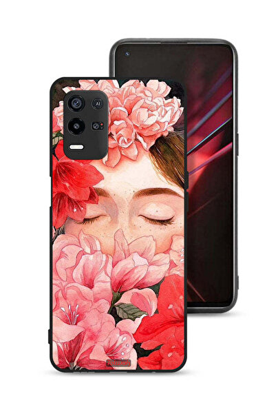 Tolwak غطاء حماية لهاتف Oppo K9x برسومات زهور ووجه فتاة مخفي