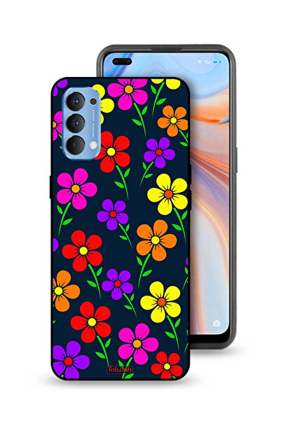 Tolwak غطاء حماية لهاتف Oppo Reno4 4G - زهور ملونة