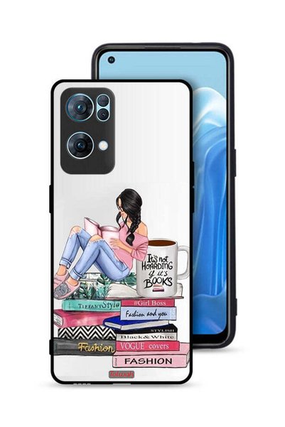 Tolwak غطاء حماية لهاتف Oppo Reno7 Pro 5G، تصميم فتاة وكتب أزياء فنية