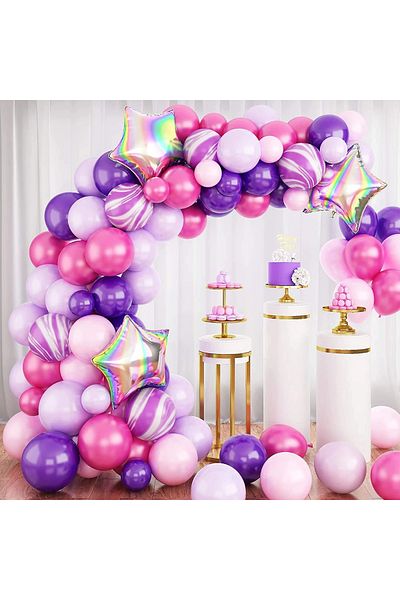 Baloane Vesele Birthday Balloons Arcade Purple Pink 78 Pieces ARC83