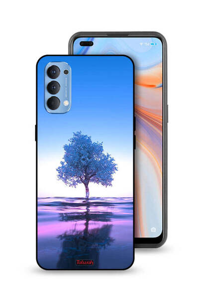 Tolwak غطاء حماية لهاتف Oppo Reno4 4G بتصميم شجرة نيون وانعكاس مائي فني رقمي
