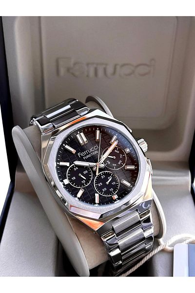 Ferrucci Inner Functions Active Calendar and Day 30m Water Resistant Steel Cord Men's Wrist Watch Vs.Bl
