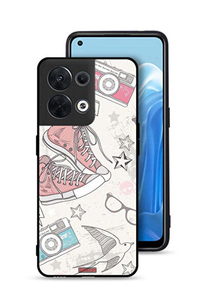 Tolwak غطاء حماية لهاتف Oppo Reno8 5G بتصميم حذاء من القماش وفن الكاميرا
