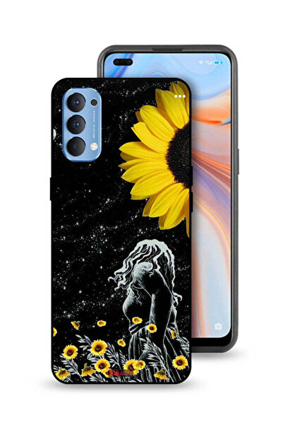 Tolwak Oppo Reno4 4G Protective Case Cover Girl Look At Moon Art