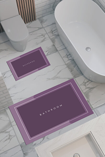 THEMODERNHANE Οικολογικό χαλάκι μπάνιου με σχέδιο μπάνιου, αντιολισθητική βάσ...