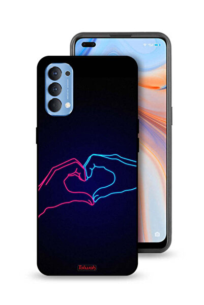 Tolwak Oppo Reno4 4G Protective Case Cover Touching Hand Making Heart