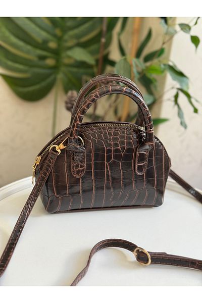 Bagnest Women's Shiny Mini Crocodile Pattern Long Strap Handbag, Shoulder Bag