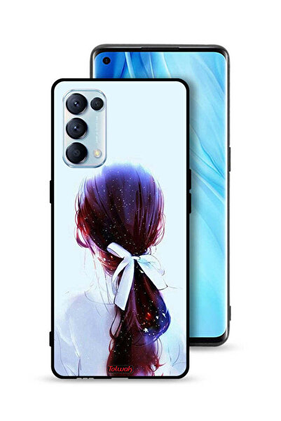 Tolwak غطاء حماية لهاتف Oppo Reno5 Pro 5G بتصميم ربطة شعر مع رباط شعر وفن فتاة