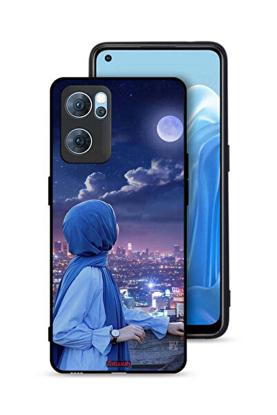 Tolwak Oppo Reno7 5G Protective Case Cover Looking At Moon Hijab Girl
